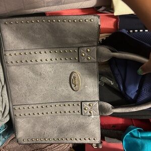 Chic Gray Tote with Perforated Details